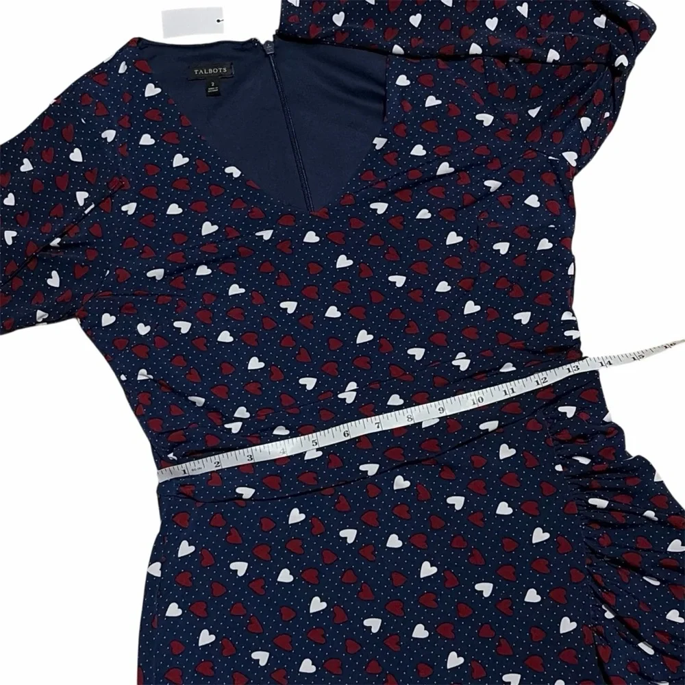 TALBOTS NWT Heart Print A-Line Jersey Sheath Dress 2 - Picture 9 of 15